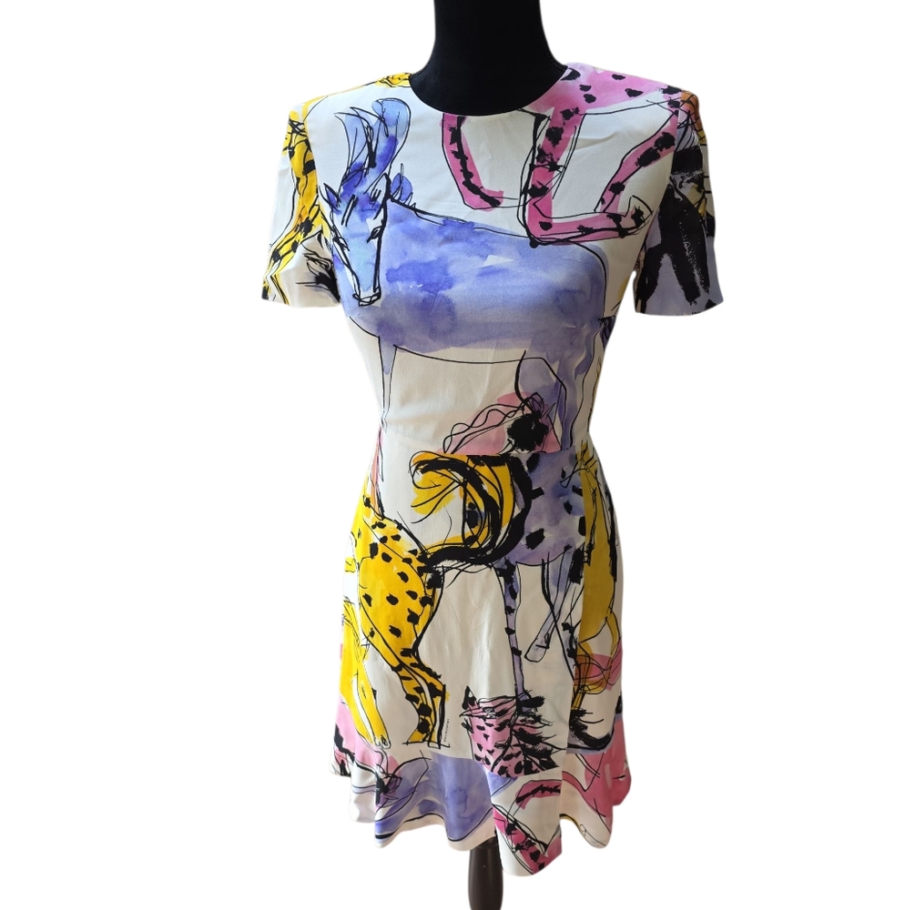 Stella McCartney Watercolor Equestrian Graphic Mini Dress